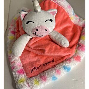 Betsey Johnson Hearts Stars Unicorn Lovey Baby Security Blanket Plush 12x12 Soft